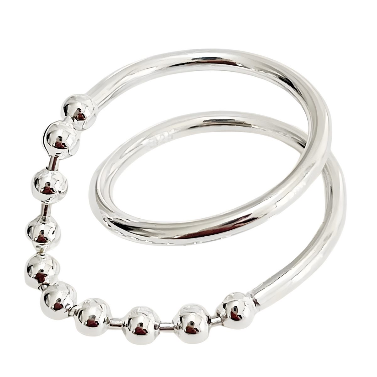Sterling Silver Adjustable Fidget Ring for Women & Girls Anxiety Relief Bead 486