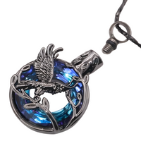 Black Blue Eagle Pendant Necklace Snake Chain Unisex Religious Style Claw B199