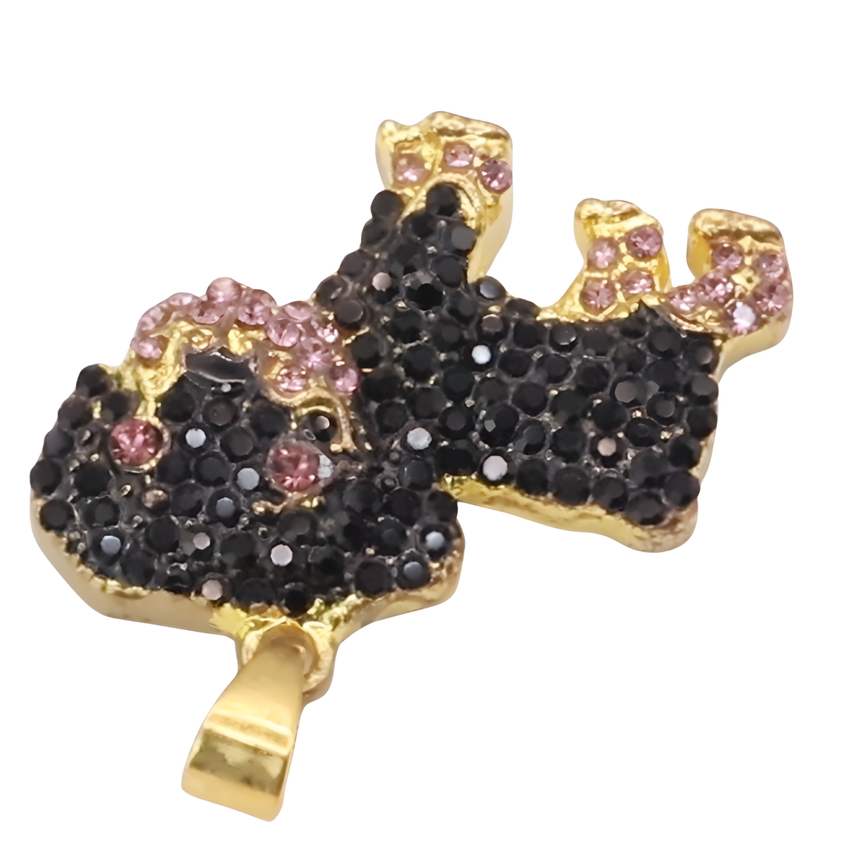 Rottweiler Dog Pendant Necklace For Women Gold Tone Look Crystal Animal B245