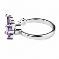 Butterfly Spinner Ring Silver Tone Adjustable Open Ring with Purple Crystal 1589