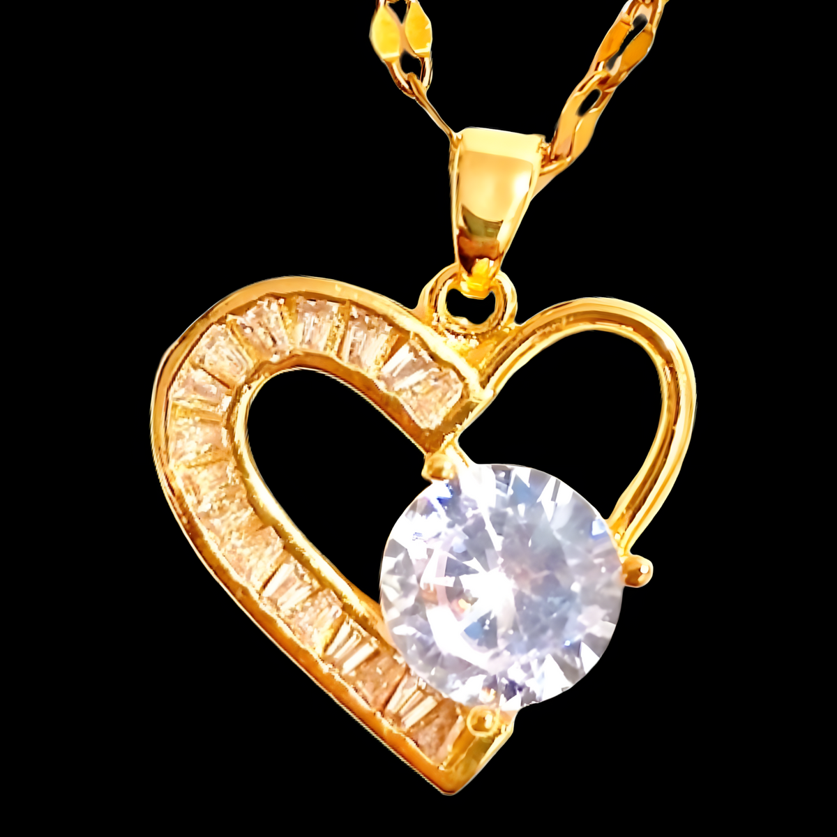 Heart Pendant Necklace Women Stainless Steel Trendy Gold Tone Heart Pendant 1153