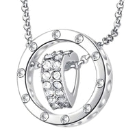 Sterling Silver Heart Circle Pendant Necklace Women Real 925 Silver Chain 282