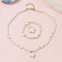 3pcs Necklace Bracelet Ring Set Girls, Sweet Heart Faux Pearl Jewelry Set 107 UK