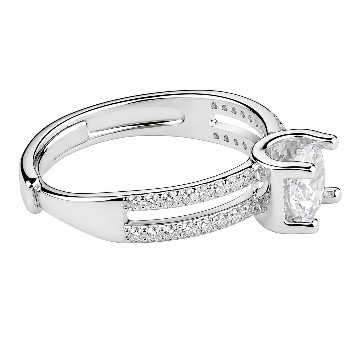 Adjustable Wedding Ring Double Pavé Band Statement Ring Diamond Look Luxury 1666