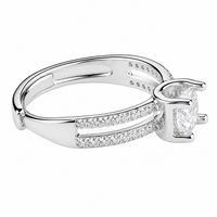Adjustable Wedding Ring Double Pavé Band Statement Ring Diamond Look Luxury 1666