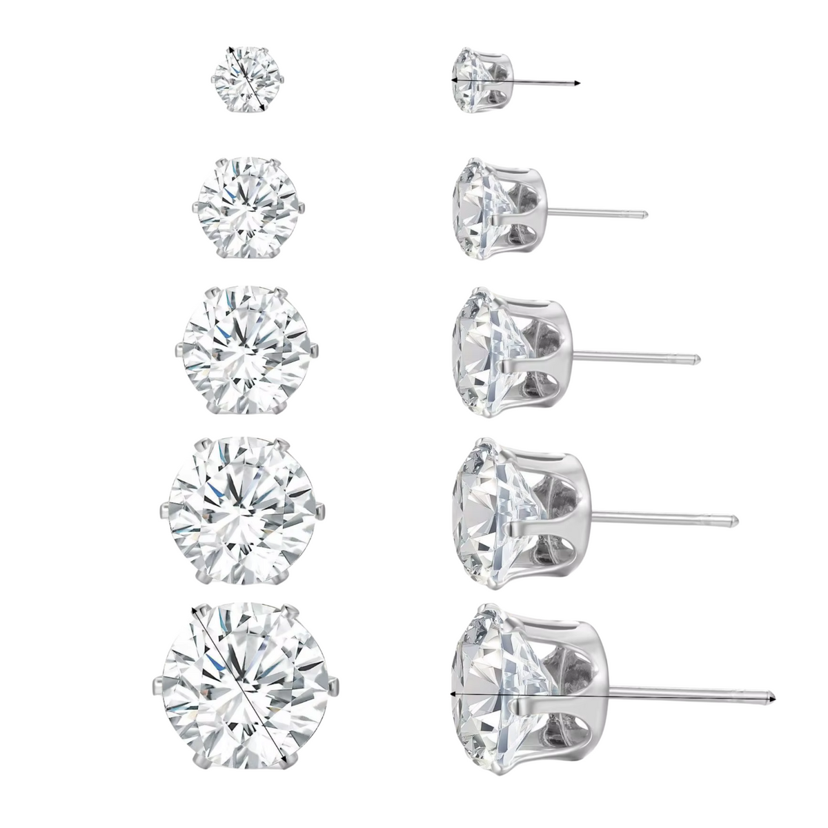 Luxury Sparkling Clear Stud Earrings Fashion Fine Round Zirconia Earrings 502