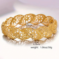 Dubai Luxury Bridal Cuff Bangle 24K Gold Plated Handcrafted Wedding Bracelet 115