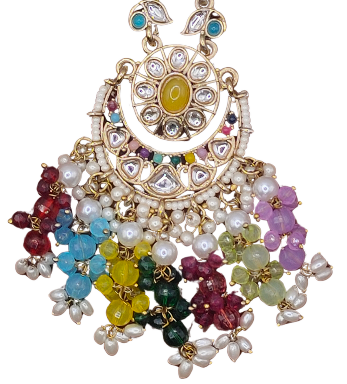 Elegant Bollywood Inspired Gold Kundan Earrings - Traditional Indian Jewelry 203