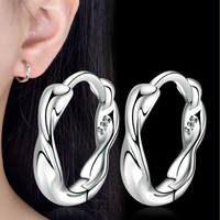 Silver-Tone Twisted Hoop Earrings Women Copper Alloy Zinc-Plated Fashion 993