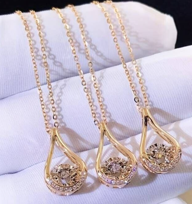 Elegant 18K Plated Round Cut Zircon Waterdrop Pendant Necklace 2 UK
