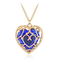 Signature Sculpted Rose Heart Locket Necklace — Dazzling Blue Heart Crystal 1320