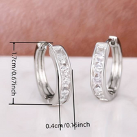 Silver Plated Hoop Earrings with Channel-Set Cubic Zirconia Stones, Sleek 155