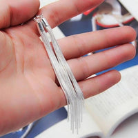 Long Silver Tassel Drop Earrings Women Multi-Strand Stainless Steel & Zinc 1001