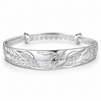 Unified Jewellery Phoenix Bangle Adjustable Open Cuff Silver Tone Statement 1897