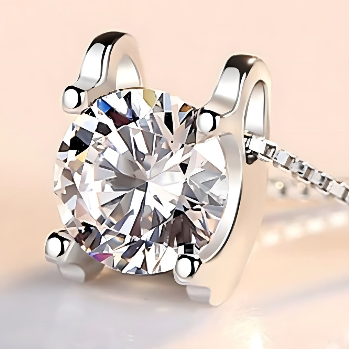 925 Sterling Silver Necklace Round Cubic Zirconia Pendant, Women's Jewellery 272