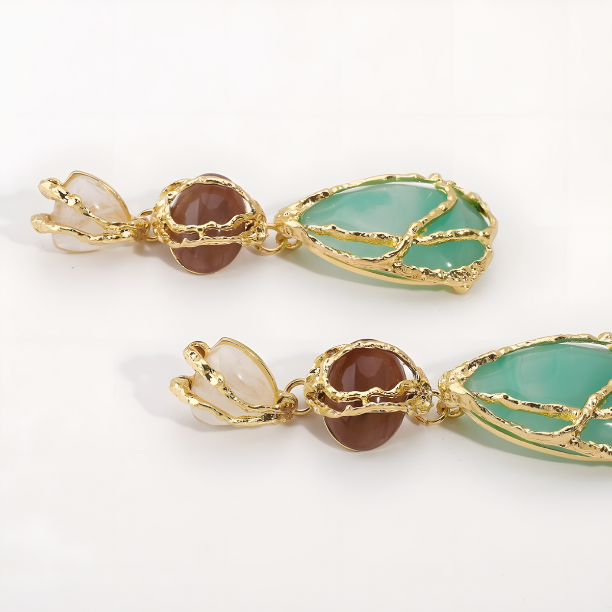 Waterdrop Dangle Earrings For Women Gold Plated Alloy Teardrop Resin Drop 1453