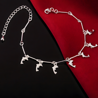 Dolphin Charm Bracelet, Adjustable Bar Link Chain Bracelet, Ocean Animal 1801