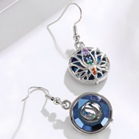Lotus Chakra Earrings Women –Copper Alloy with Silver Plating Round Crystal 1137