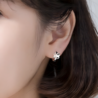 925 Silver-Plated Alloy Flower Hoop Earrings for Women –Clover Petal Design 1032