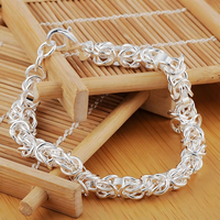 Fancy Link Bracelet For Women - Polished Woven Chain Bracelet With Lobster 1740