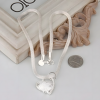 925 Silver-Plated Alloy Heart Pendant Necklace Women – Textured Double-Heart 855