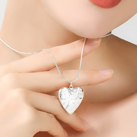 Vintage Heart Locket Necklace for Women – Silver-Plated Zinc Alloy Filigree 1225