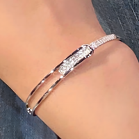 Elegant 925 Silver-Plated Geometric Cuff Bracelet Women – Trendy Open Bangle 876