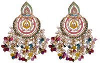 Elegant Bollywood Inspired Gold Kundan Earrings - Traditional Indian Jewelry 178