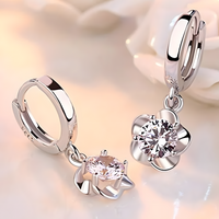 Unified Jeweller 925 Sterling Silver Zircon Floral Dangle Hoop Earring Women 463