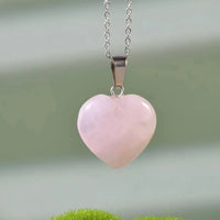 Natural Rose Quartz Necklace Set 3 Piece Healing Crystal Pendant Set Silver 1469