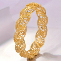 Dubai Luxury Bridal Cuff Bangle 24K Gold Plated Handcrafted Wedding Bracelet 115