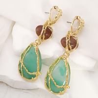 Waterdrop Dangle Earrings For Women Gold Plated Alloy Teardrop Resin Drop 1453