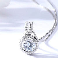 925 Sterling Silver Zircon Pendant Necklace Elegant Women?s Fashion Jewelry 250