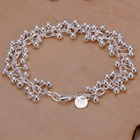 Silver-Plated Beaded Charm Bracelet for Women – Trendy Chain & Link Design 1191