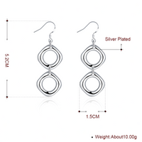 Silver Plated Geometric Necklace, Earrings Set Copper Alloy Silver Plating 1209