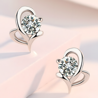 Silver-Plated Crystal Stud Earrings Women Elegant Geometric Butterfly Design 972