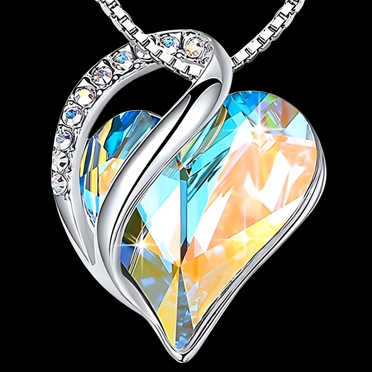 Colorful Fashion Classic Infinity Love Heart Necklace Plated White Gold B323