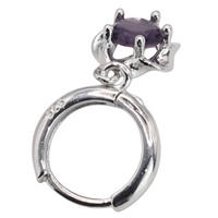 925 Sterling Silver Plated Purple Crystal Flower Drop Earrings Gift 464