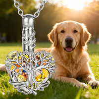 Love Life Tree Cremation Pet Necklace-Memorial Urn Pendant for Ashe Crystal B259