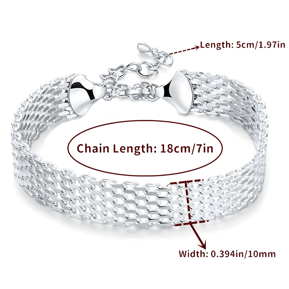 Multi Strand Chain Bracelet for Women - 18cm Plus 5cm Adjustable Extender 1817