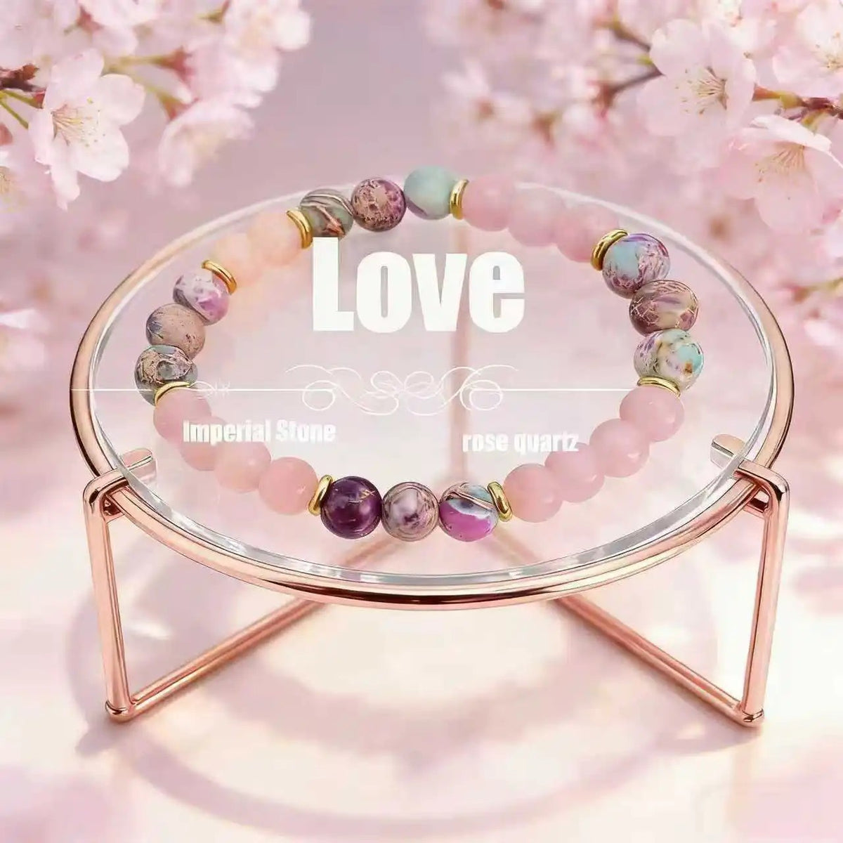 Love Natural Quartz Jasper Stones Gold Plated Alloy 19cm Stretch Fashion 1401