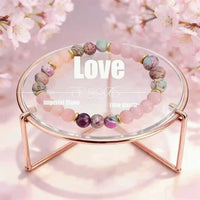 Love Natural Quartz Jasper Stones Gold Plated Alloy 19cm Stretch Fashion 1401