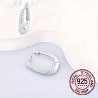 Wide Liquefied Metal Look U-Shaped Pave Huggie Hoop Earring Dazzling Diamond 621