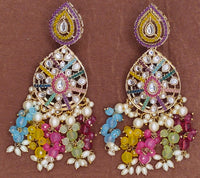 Elegant Bollywood Inspired Gold Kundan Earrings - Traditional Indian Jewelry 246