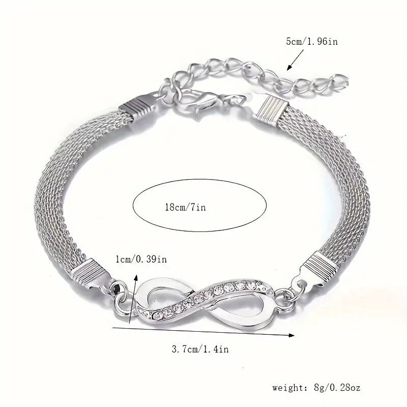Infinity Symbol Inlaid Rhinestones Bracelet Personality Hand Jewellery 86 UK