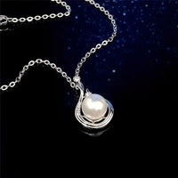 Copper Silver Plated Necklace Platinum Faux Pearl Pendant Niche Clavicle 61 UK