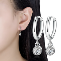 Solid 925 Sterling Silver Zircon Drop Earrings Women, Trendy Hypoallergenic 469