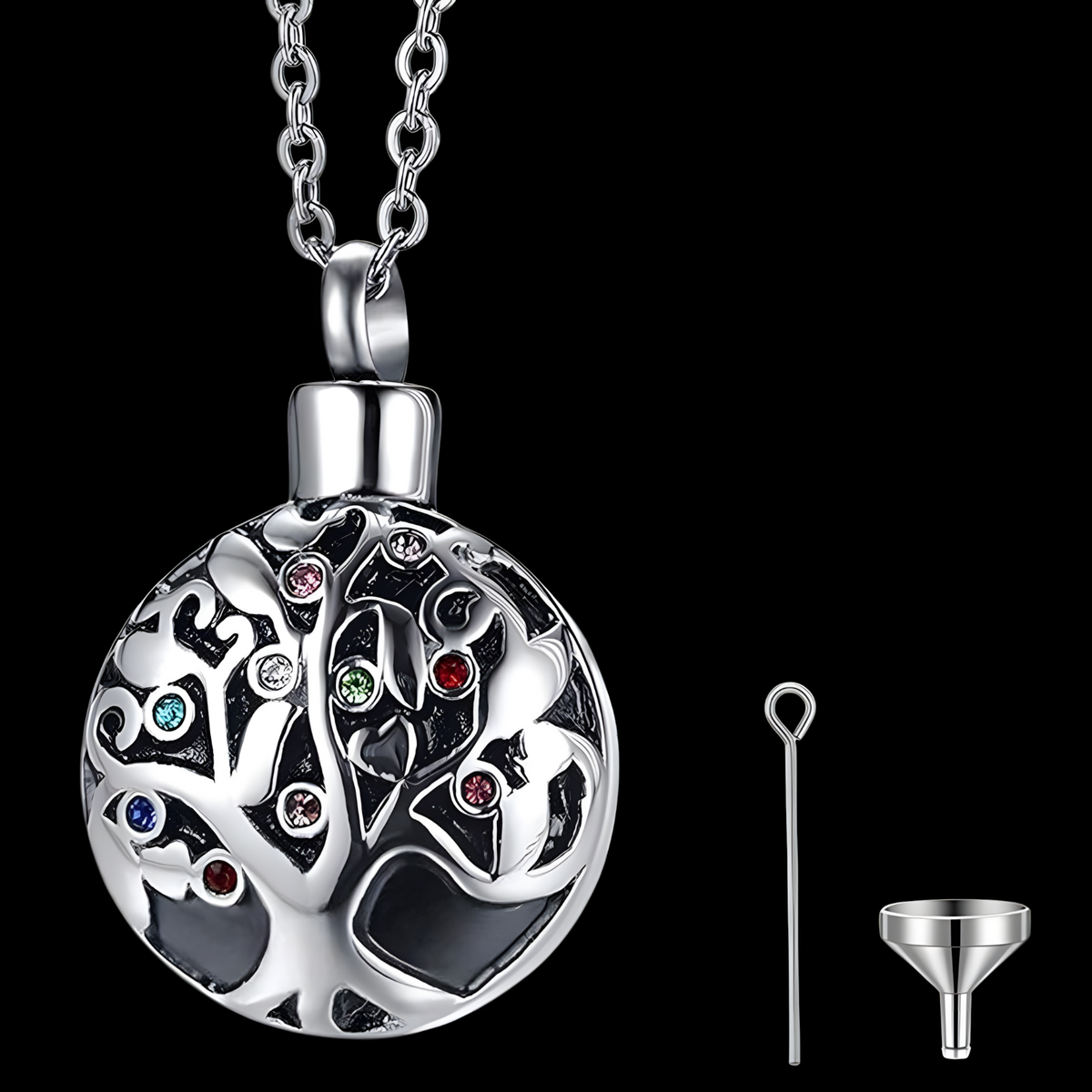 Tree Of Life Memorial Keepsake Necklace - Ash/Cremation Pendant Urn Locket 1486