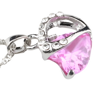 Pink Heart Crystal Jewellery Set for Women, Romantic Love Heart Pendant 1303