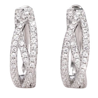 Silver-Plated Streamlined Hoop Earrings Cubic Zirconia, 1.5cm Elegant Twist 158